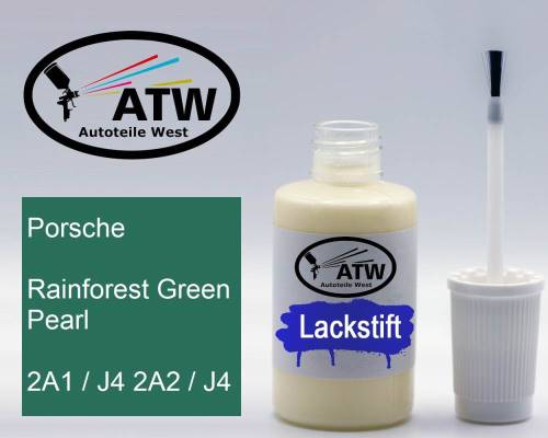 Porsche, Rainforest Green Pearl, 2A1 / J4 2A2 / J4: 20ml Lackstift, von ATW Autoteile West.